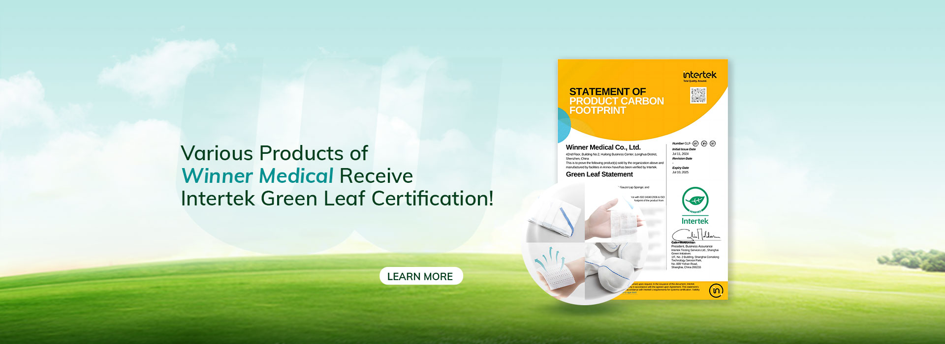 NEWS!Winner Medical's Various Products Receive Intertek Green Leaf Certification!
